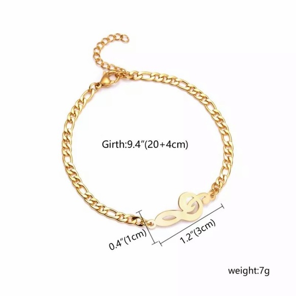 Gold Treble Clef Adjustable Bracelet - Picture 6 of 6